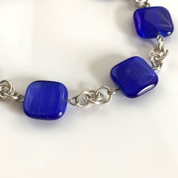 Sterling silver and blue stone handmade bracelet - Picture 3 of 4